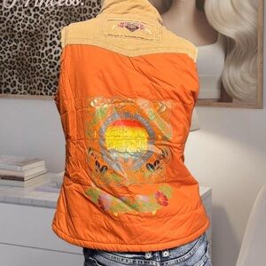 ROXY Vintage Y2K Orange Vest W Embroidery Details